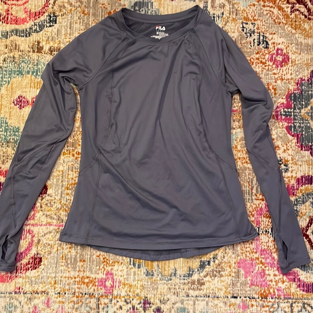 FILA Sport long-sleeved, dry-fit workout shirt.